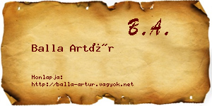 Balla Artúr névjegykártya